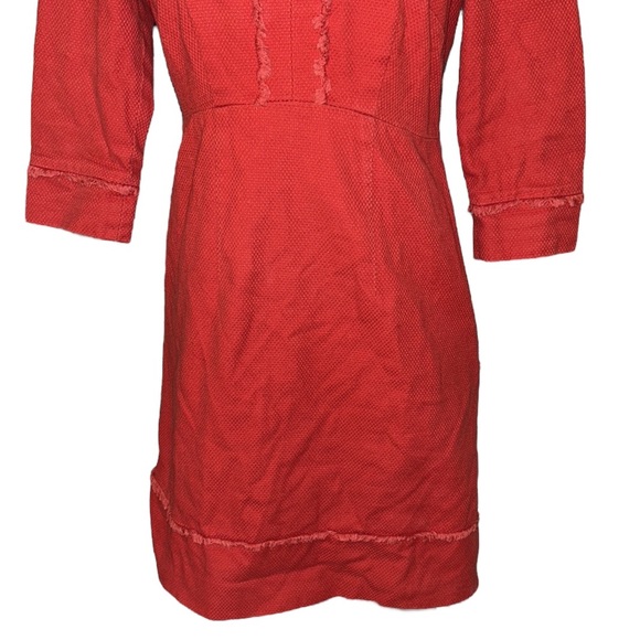 Boden Red Orange Textured Fringe Hem Mini Dress - 6 - Picture 5 of 15
